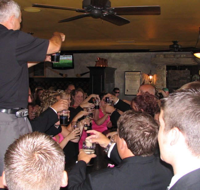 Jerry raising a toast at Nine Irish Brothers