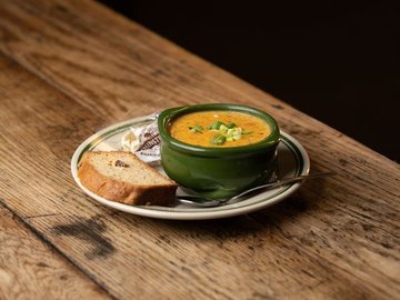 Roasted Red Pepper & Smoked Gouda / Soup of the Day