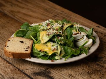 Spinach Salad with Warm Bacon & Mustard Dressing