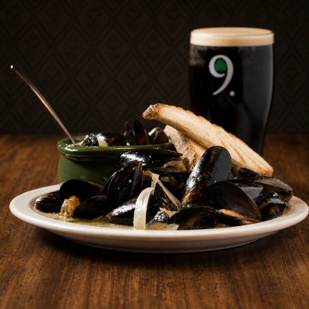 Mussels in Garlic Cream Sauce.